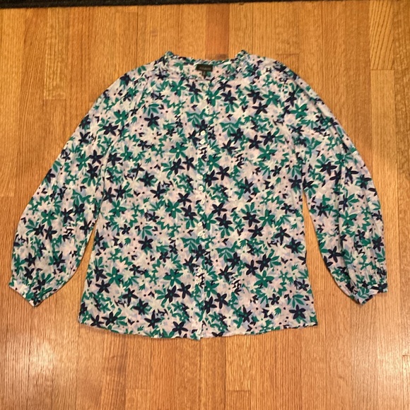 Talbots Blue and Green Cotton Top Size Medium - Picture 11 of 15